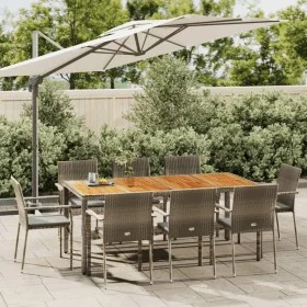 Set comedor jardín 9 pzas y cojines ratán sintético gris de vidaXL, Conjuntos de jardín - Ref: Foro24-3184998, Precio: 642,69...