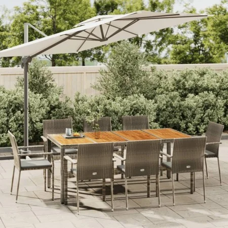 Set comedor jardín 9 pzas y cojines ratán sintético gris de vidaXL, Conjuntos de jardín - Ref: Foro24-3184998, Precio: 644,72...