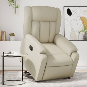 Sillón reclinable elevable eléctrico de cuero sintético crema en Sillones | Comprar online en Foro24