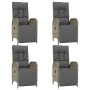 Set comedor de jardín 5 piezas con cojines ratán sintético gris