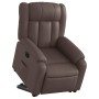 Sillón reclinable elevable eléctrico de cuero sintético marrón