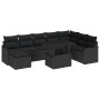 Conjunto de sofá de jardín con cojín 9 pcs Negro Poliratán
