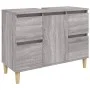 Sonoma gray plywood 3-piece bathroom furniture set by vidaXL, Bathroom furniture - Ref: Foro24-3185603, Price: 220,28 €, Disc...