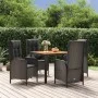 5-teiliges Gartenmöbel-Set mit schwarzen synthetischen Rattankissen von vidaXL, Gartensets - Ref: Foro24-3185069, Preis: 694,...