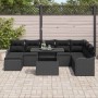 Conjunto de sofá de jardín con cojín 9 pcs Negro Poliratán