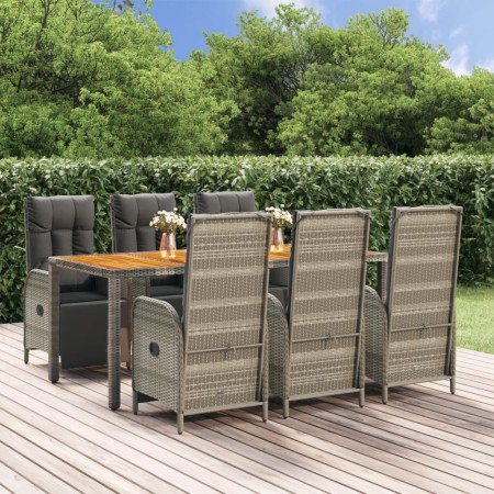 Garden dining set 7 pieces and gray synthetic rattan cushions by vidaXL, Garden sets - Ref: Foro24-3185048, Price: 984,03 €, ...
