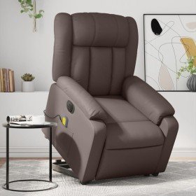 Sillón de masaje elevable eléctrico cuero sintético marrón en Sillones | Comprar online en Foro24