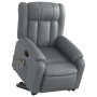 Sillón de masaje elevable eléctrico cuero sintético gris
