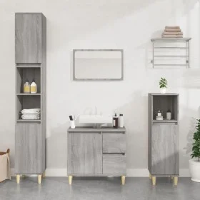 Sonoma gray plywood 3-piece bathroom furniture set by vidaXL, Bathroom furniture - Ref: Foro24-3185541, Price: 185,47 €, Disc...