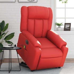 Sillón de majaje elevable eléctrico cuero artificial rojo