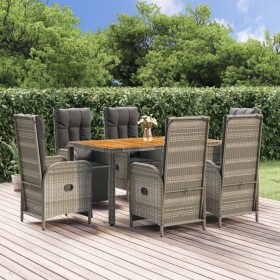 Garden dining set 7 pieces and gray synthetic rattan cushions by vidaXL, Garden sets - Ref: Foro24-3185047, Price: 909,58 €, ...