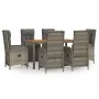 Garden dining set 7 pieces and gray synthetic rattan cushions by vidaXL, Garden sets - Ref: Foro24-3185047, Price: 1,00 €, Di...