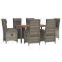 Garden dining set 7 pieces and gray synthetic rattan cushions by vidaXL, Garden sets - Ref: Foro24-3185047, Price: 877,64 €, ...