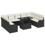 Conjunto de sofá de jardín con cojín 10 pcs Negro Poliratán