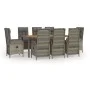 Set comedor jardín 9 pzas y cojines ratán sintético gris de vidaXL, Conjuntos de jardín - Ref: Foro24-3185043, Precio: 1,00 €...