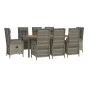 Set comedor jardín 9 pzas y cojines ratán sintético gris de vidaXL, Conjuntos de jardín - Ref: Foro24-3185043, Precio: 1,00 €...
