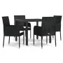5-teiliges Gartenmöbel-Set mit schwarzen synthetischen Rattankissen von vidaXL, Gartensets - Ref: Foro24-3185000, Preis: 330,...
