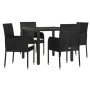 5-teiliges Gartenmöbel-Set mit schwarzen synthetischen Rattankissen von vidaXL, Gartensets - Ref: Foro24-3185000, Preis: 321,...