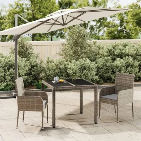 3-piece garden dining set with gray synthetic rattan cushions by vidaXL, Garden sets - Ref: Foro24-3185005, Price: 185,67 €, ...