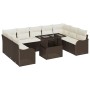 Conjunto de sofá de jardín con cojín 10 pcs Marrón Poliratán