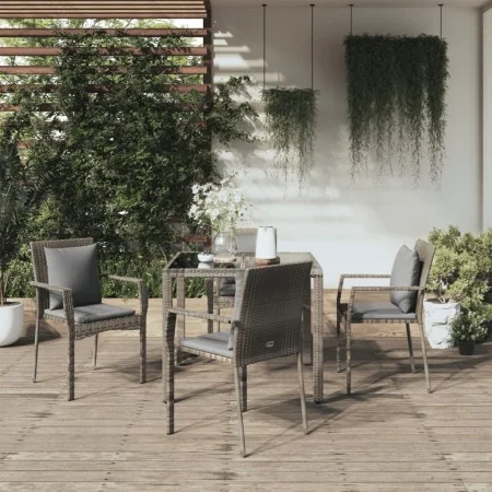 5-piece garden dining set with gray synthetic rattan cushions by vidaXL, Garden sets - Ref: Foro24-3157958, Price: 366,41 €, ...