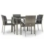 5-piece garden dining set with gray synthetic rattan cushions by vidaXL, Garden sets - Ref: Foro24-3157958, Price: 366,41 €, ...