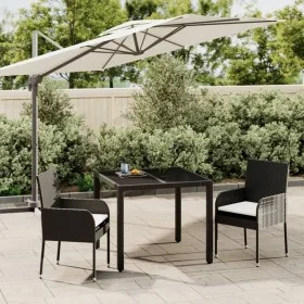 Garden dining set 3 pieces with black synthetic rattan cushions by vidaXL, Garden sets - Ref: Foro24-3184999, Price: 193,24 €...