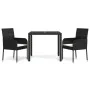 Garden dining set 3 pieces with black synthetic rattan cushions by vidaXL, Garden sets - Ref: Foro24-3184999, Price: 193,24 €...