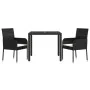 Garden dining set 3 pieces with black synthetic rattan cushions by vidaXL, Garden sets - Ref: Foro24-3184999, Price: 193,24 €...