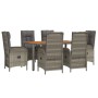Set comedor jardín 7 pzas y cojines ratán sintético gris de vidaXL, Conjuntos de jardín - Ref: Foro24-3185041, Precio: 912,28...