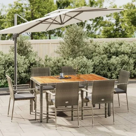 Garden dining set 7 pieces and gray synthetic rattan cushions by vidaXL, Garden sets - Ref: Foro24-3184996, Price: 487,82 €, ...