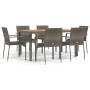 Garden dining set 7 pieces and gray synthetic rattan cushions by vidaXL, Garden sets - Ref: Foro24-3184996, Price: 496,84 €, ...