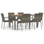 Garden dining set 7 pieces and gray synthetic rattan cushions by vidaXL, Garden sets - Ref: Foro24-3184996, Price: 487,82 €, ...