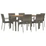 Garden dining set 7 pieces and gray synthetic rattan cushions by vidaXL, Garden sets - Ref: Foro24-3184996, Price: 487,82 €, ...