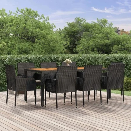 9-piece garden dining set and black synthetic rattan cushions by vidaXL, Garden sets - Ref: Foro24-3185016, Price: 645,64 €, ...