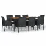 9-piece garden dining set and black synthetic rattan cushions by vidaXL, Garden sets - Ref: Foro24-3185016, Price: 645,64 €, ...