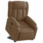 Sillón reclinable elevable de tela marrón