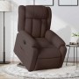 Sillón reclinable elevable tela marrón oscuro