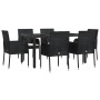7-piece garden dining set and black synthetic rattan cushions by vidaXL, Garden sets - Ref: Foro24-3185002, Price: 468,15 €, ...