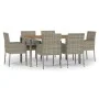 Garden dining set 7 pieces and gray synthetic rattan cushions by vidaXL, Garden sets - Ref: Foro24-3185020, Price: 432,64 €, ...