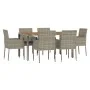 Garden dining set 7 pieces and gray synthetic rattan cushions by vidaXL, Garden sets - Ref: Foro24-3185020, Price: 432,64 €, ...