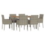 Garten-Essgruppe 7-teilig und graue synthetische Rattankissen von vidaXL, Gartensets - Ref: Foro24-3185020, Preis: 446,94 €, ...
