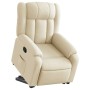 Sillón reclinable elevable de tela color crema