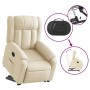 Sillón reclinable elevable de tela color crema