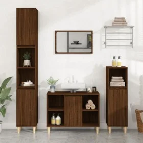 3-teiliges Badezimmermöbel-Set aus braunem Eichensperrholz von vidaXL, Badezimmermöbel - Ref: Foro24-3185620, Preis: 190,28 €...