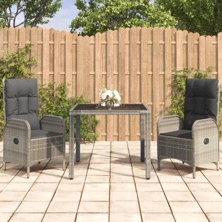 3-piece garden dining set with gray synthetic rattan cushions by vidaXL, Garden sets - Ref: Foro24-3185023, Price: 384,49 €, ...