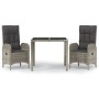 3-piece garden dining set with gray synthetic rattan cushions by vidaXL, Garden sets - Ref: Foro24-3185023, Price: 339,15 €, ...