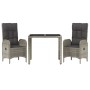 3-piece garden dining set with gray synthetic rattan cushions by vidaXL, Garden sets - Ref: Foro24-3185023, Price: 339,15 €, ...
