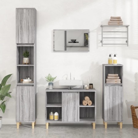 3-piece bathroom furniture set made of gray Sonoma plywood by vidaXL, Bathroom furniture - Ref: Foro24-3185619, Price: 188,81...