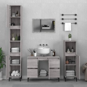 Set de muebles de baño 3 pzas madera contrachapada gris sonoma de vidaXL, Muebles de baño - Ref: Foro24-3185611, Precio: 219,...